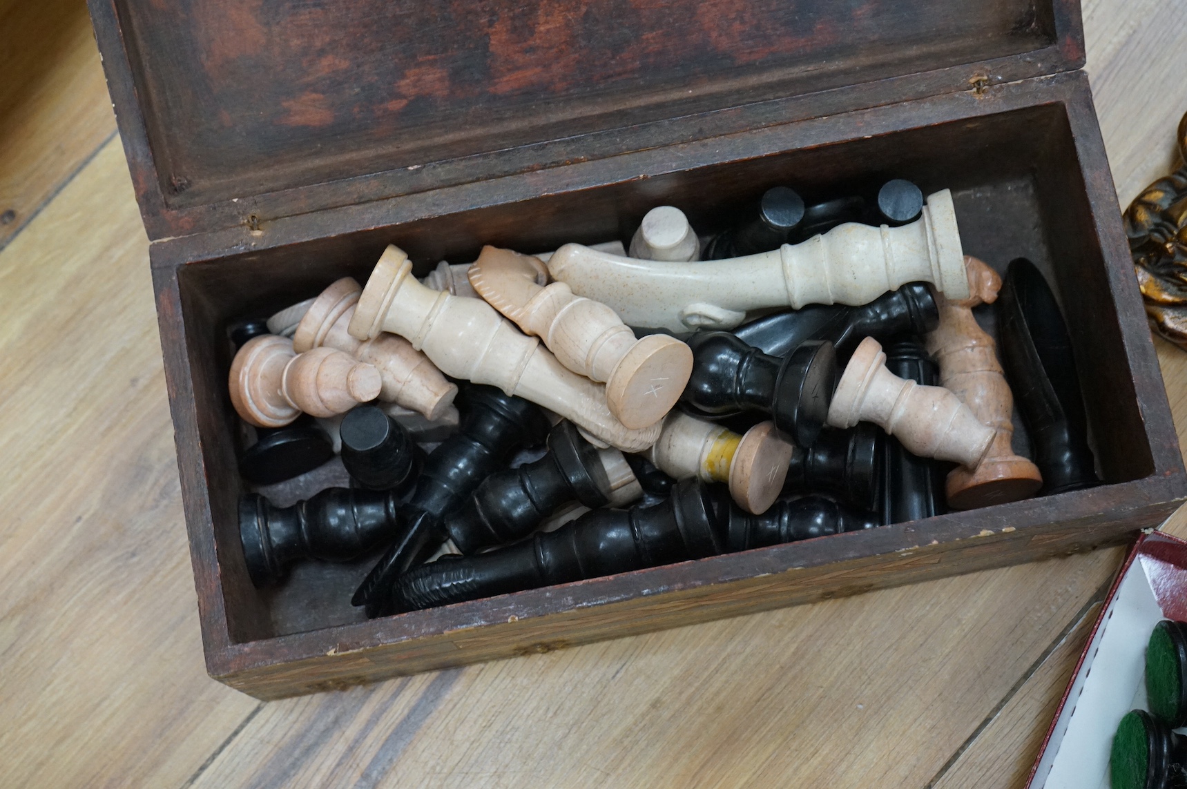 A collection of various chess boards, chess timers and pieces, etc. Condition - varies